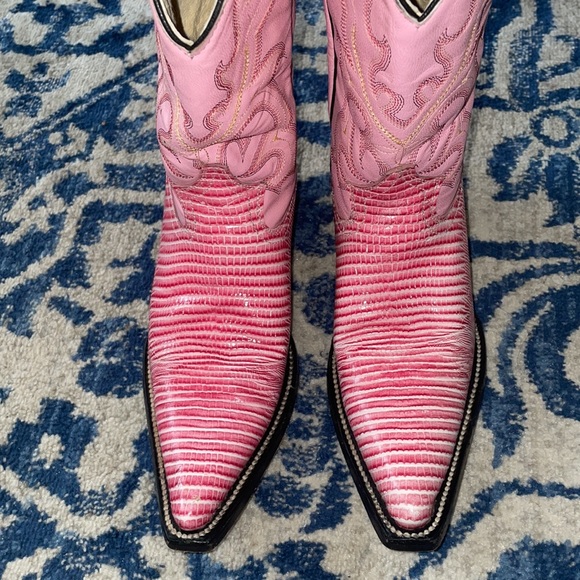 Vintage Western Pink Leather Cowboy Boot Size 6 - Picture 3 of 7